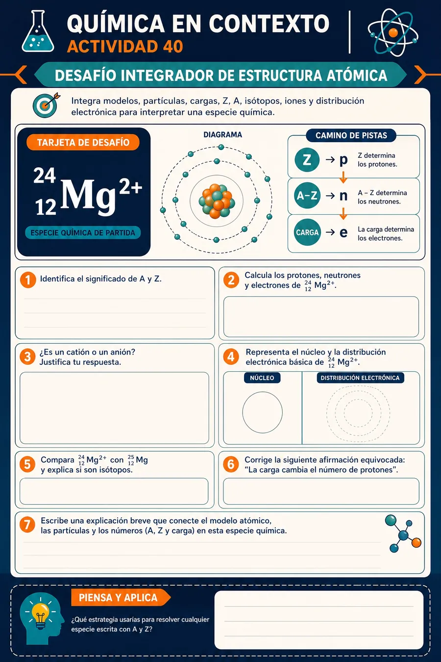 Actividad 40 · Desafío integrador de estructura atómica